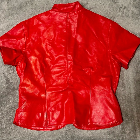 Saguaro West red leather short sleeved jacket - Picture 3 of 4